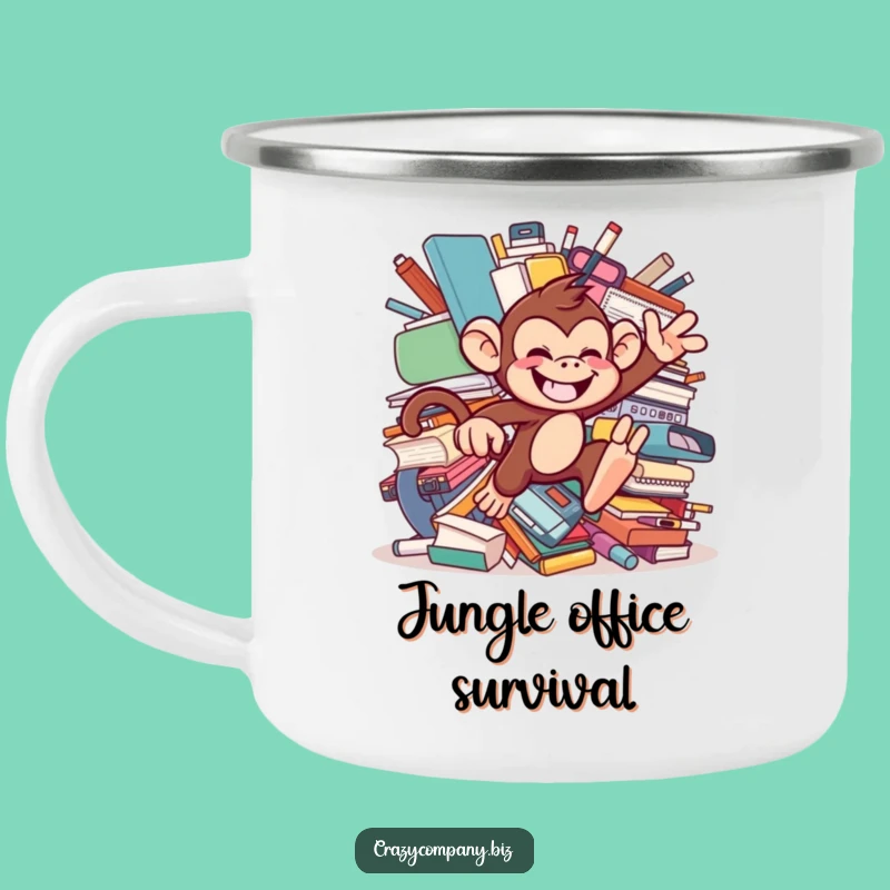 Funny Monkey Office Camping Mug: Adventure Ready Chaos, Mischievous Spirit