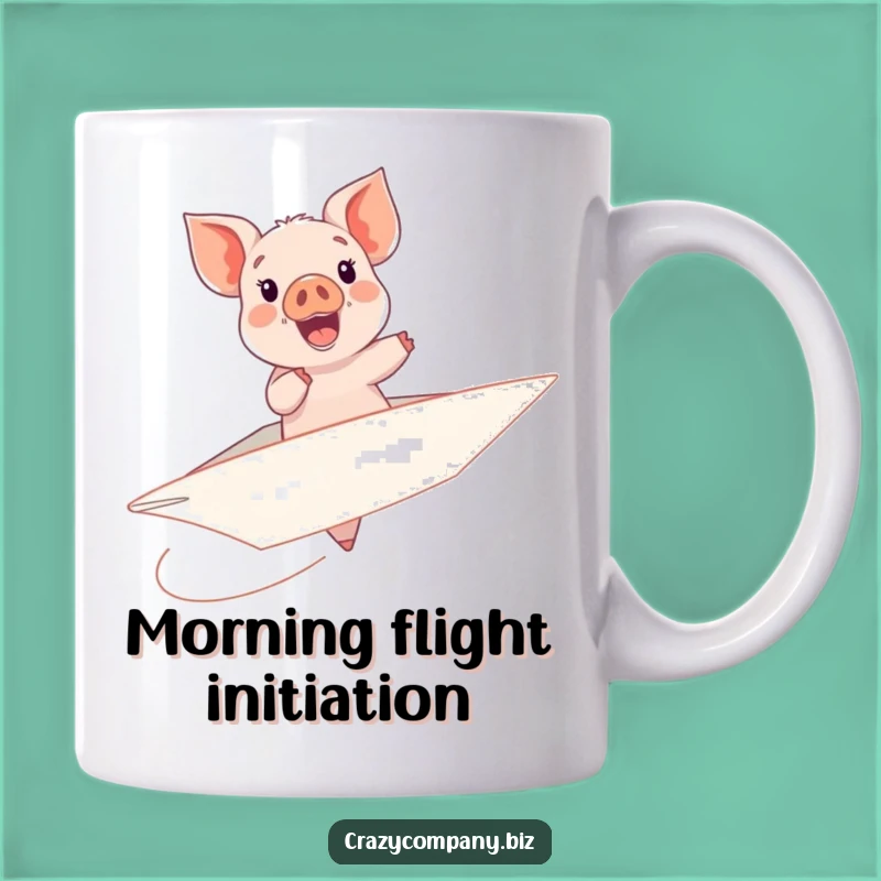 Funny Piglet Paper Airplane Mug - Joyful Adventure Gift