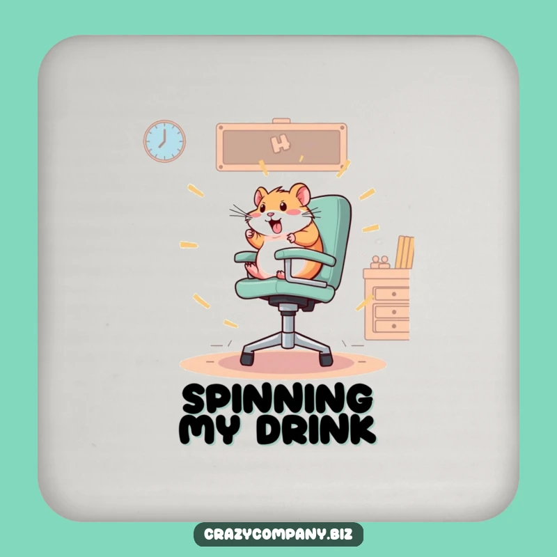 Funny Hamster Office Coaster: Protect Surfaces with Spin, Frantic Design
