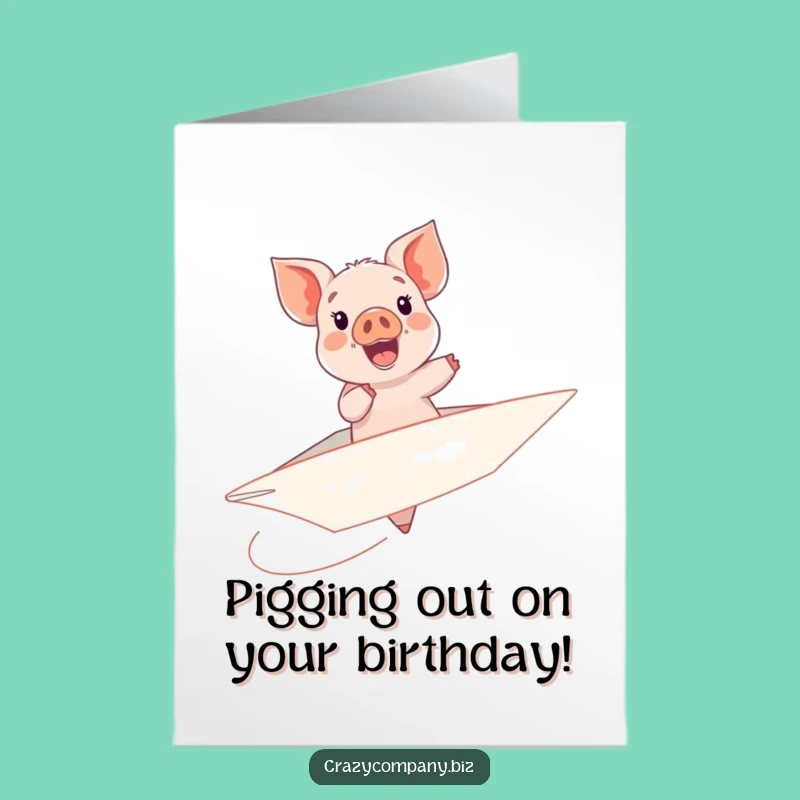 Free Printable Birthday Card: Piglet Airplane Fun, Joyful Downloadable Gift Greeting